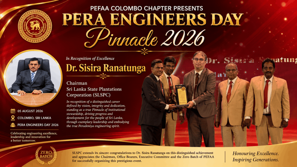 SLSPC Chairman Dr. Sisira Ranatunga Receives PEFAA Pinnacle 2026 Recognition Award