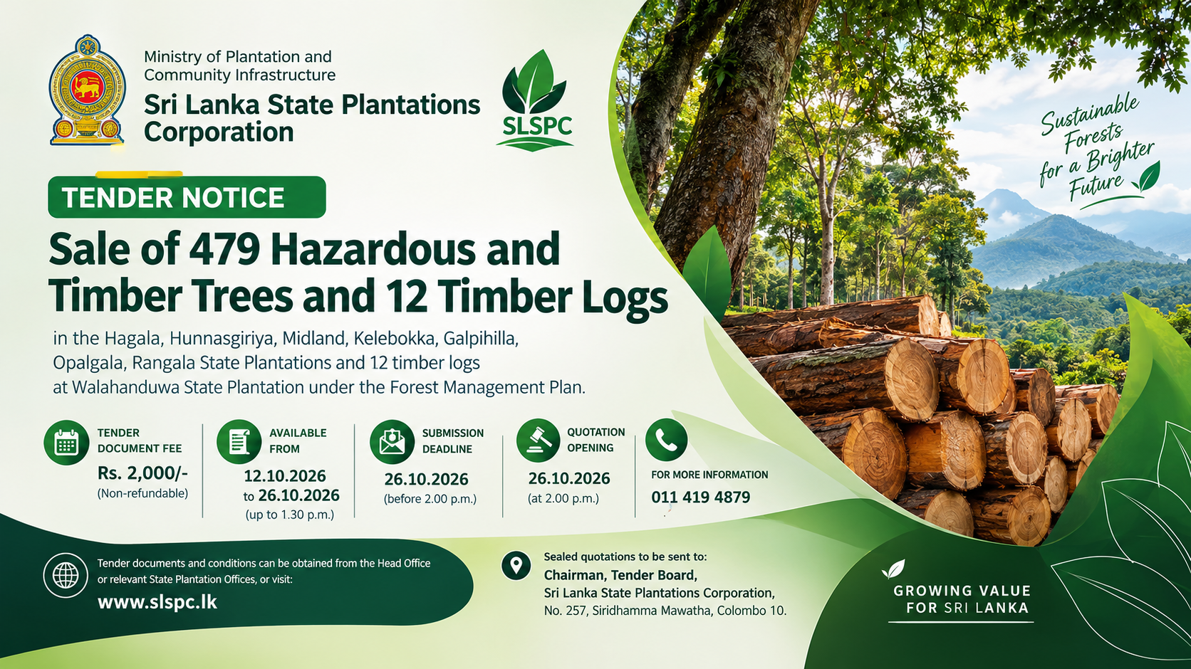 Sri Lanka Forestry Tender Notice.